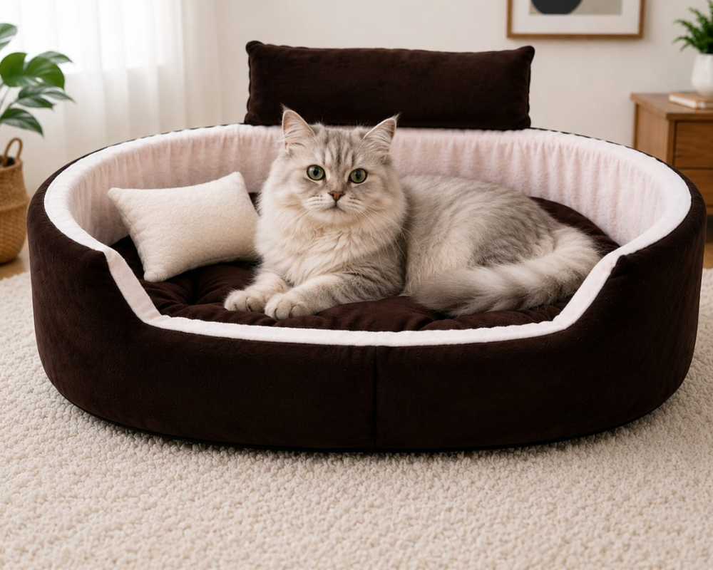 Raised edge design of PawVanta CozyNest Pet Bed