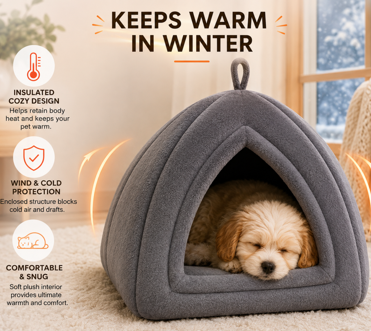 Soft interior of PawVanta CozyCave Pet House