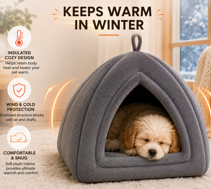 PawVanta™ CozyCave Pet House – Soft & Warm Hideaway Bed for Cats & Small Dogs