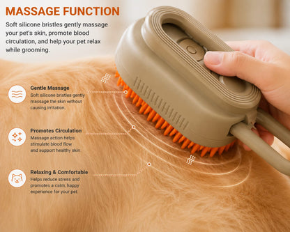 3-in-1 Pet Steam Grooming Brush for Dogs & Cats | Mist Spray, Massage & De-Shedding Comb